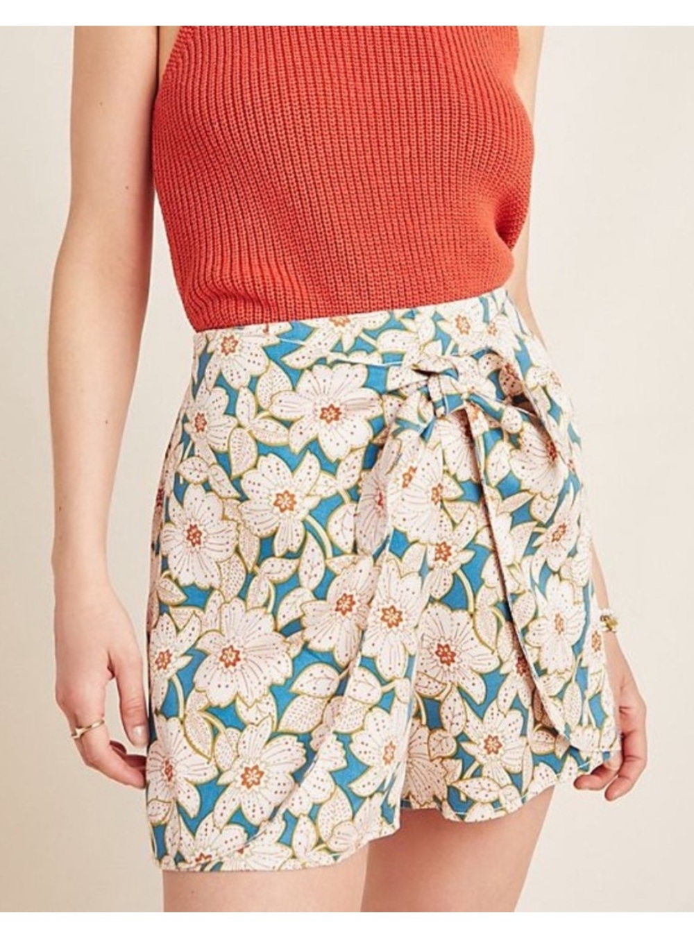 👗Anthropologie Georgine Floral Tie-Front Women’s skirted Shorts
